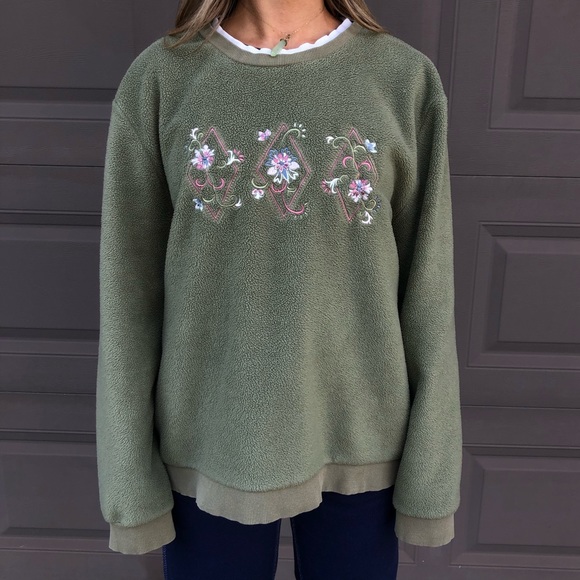 GREEN FLEECE SWEATER - Picture 2 of 2